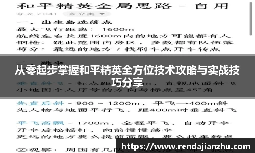 从零起步掌握和平精英全方位技术攻略与实战技巧分享